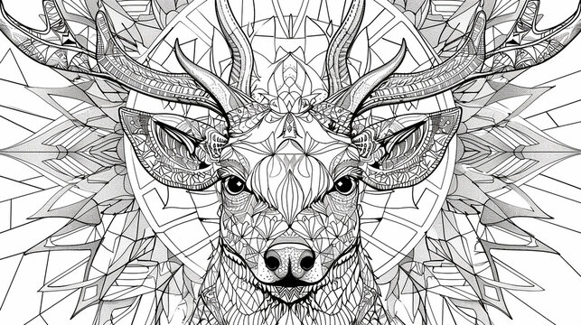  animal head with mandala pattern. AI generative.