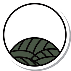 ステッカー風の円形ミニ花札　葉月　芒　8月　芒のカス