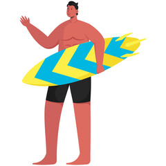 Man Carrying a Surfboard Illustration