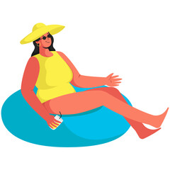 Woman Relaxing on The Beach Illustration