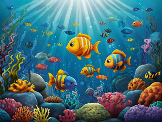 Fototapeta premium coral reef and fish