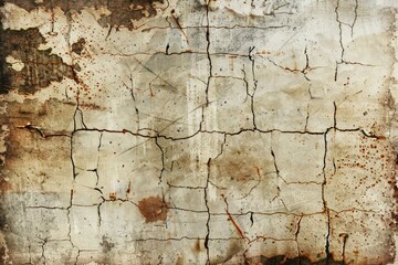 Obraz premium Old damaged wall with cracked and worn paint. Weathered surface texture concept
