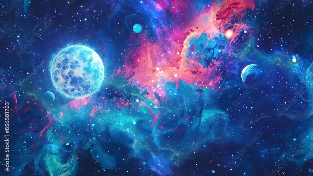 Canvas Prints abstract planets on space texture illustration seamless looping overlay 4k virtual video animation b