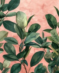 fokasuart Lush greenery in an elegant wallpaper design with a touch of modern flair.