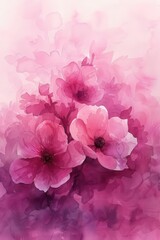 Fototapeta premium fokasuart Soft pink watercolor painting with delicate pastel sh 06794179-eee7-453b-937f-8f68dbca7468