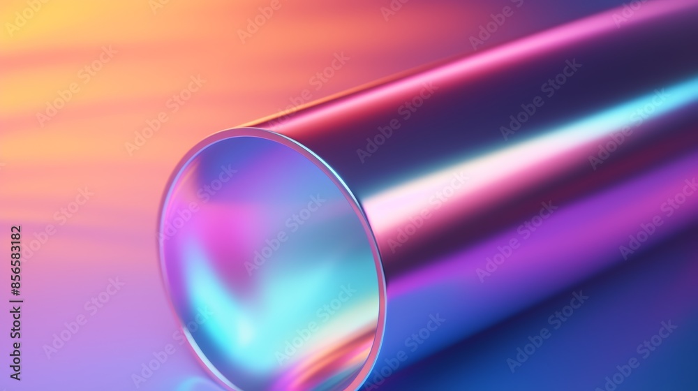 Poster futuristic abstract blurred gradient background in metallic colors, reminiscent of a space capsule.