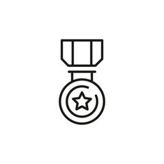 Medal icon. Simple representation of a medal with a star, often awarded for bravery, achievement, or service. Suitable for military, achievements, and ceremonial use. Vector illustration.