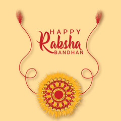 Creative raksha bandhan celebration banner with crystal rakhi