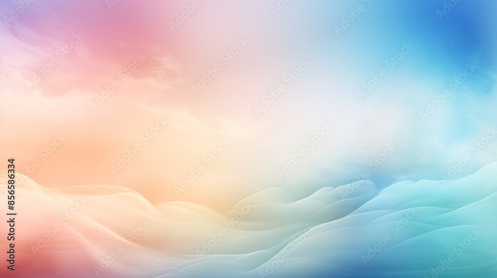 Poster mesmerizing abstract blurred gradient background in pastel hues, reminiscent of a soft and fluffy cloud. 