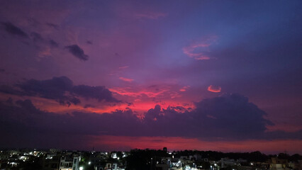 Evening Vibes of Sunset with Pink Sky