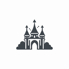 Mid-century Modern Castle, simple medieval castle Logo illustration vector design template, Castle Tower