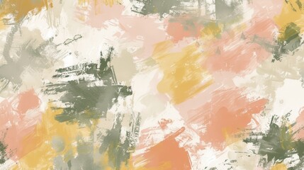 Abstract background with pink, yellow, and grey brushstrokes on white.