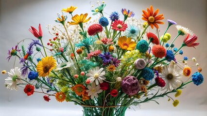 Vibrant Bouquet Of Colorful Flowers Including Sunflowers, Daisies, And Roses