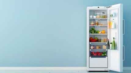 Open Refrigerator with Food Inside