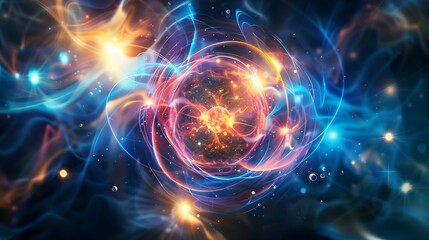 Abstract Energy Orb with Glowing Lines and Stars