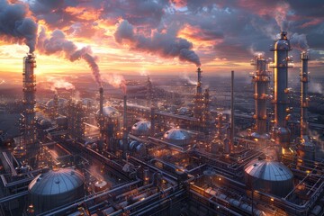 Obraz premium pipes and tanks in the plants professional photography