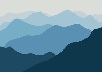 mountains natural landscape. Illustration in flat style for background.