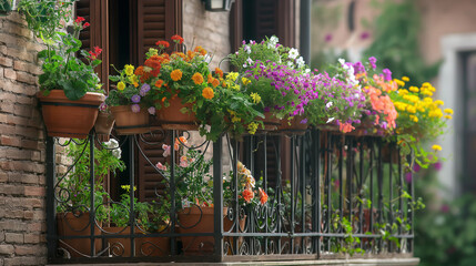 A beautiful balcony with colourful flowers