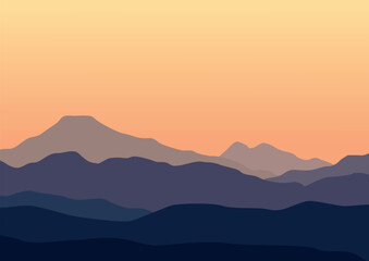mountains natural landscape. Illustration in flat style for background.