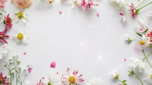 white plain background framed with flowers