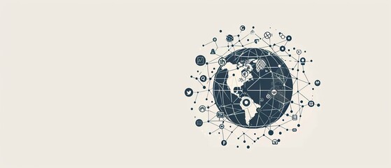 Fototapeta premium Global Network of Social Media Icons and a Globe