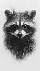  Raccoon on White Background Illustration