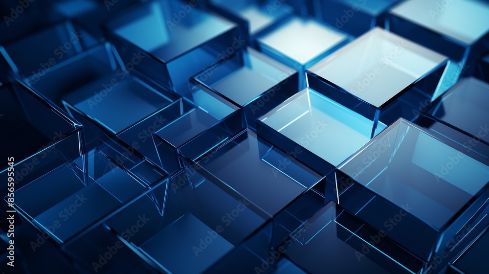 Fototapete striking abstract blue background with contrasting diamonds and squares in a bold geometric pattern, capturing the essence of urban energy and dynamism. 