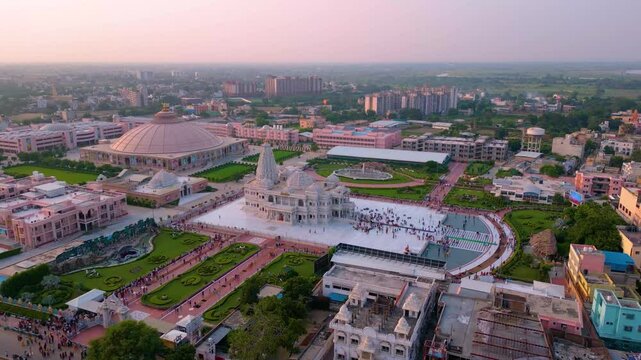 Prem Mandir Aerial View, Founded by Jagadguru Shri Kripalu Ji Maharaj in Vrindavan - Prem Mandir is the Temple of Divine Love.