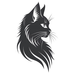 Obraz premium A side profile vector of a black cat isolated on white