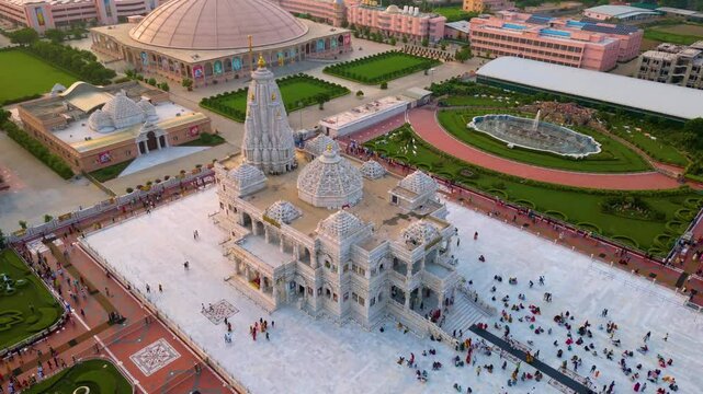 Prem Mandir Aerial View, Founded by Jagadguru Shri Kripalu Ji Maharaj in Vrindavan - Prem Mandir is the Temple of Divine Love.