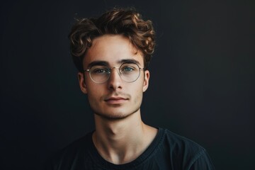 Fototapeta premium Portrait of a young man with stylish glasses