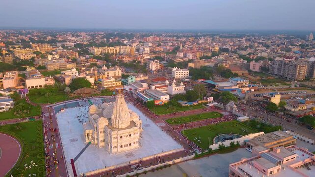 Prem Mandir Aerial View, Founded by Jagadguru Shri Kripalu Ji Maharaj in Vrindavan - Prem Mandir is the Temple of Divine Love.