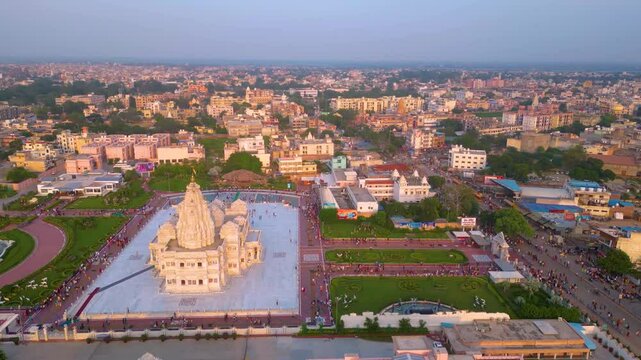 Prem Mandir Aerial View, Founded by Jagadguru Shri Kripalu Ji Maharaj in Vrindavan - Prem Mandir is the Temple of Divine Love.