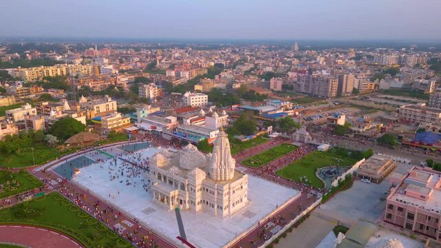 Prem Mandir Aerial View, Founded by Jagadguru Shri Kripalu Ji Maharaj in Vrindavan - Prem Mandir is the Temple of Divine Love.