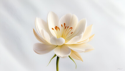 Obraz premium white lotus flower with white background ganrative.ai