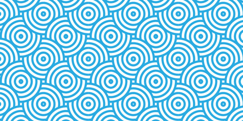 Overlapping Pattern Minimal diamond geometric waves spiral and abstract circle wave line. blue color seamless tile stripe geometric create retro square line backdrop pattern background.