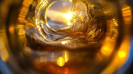 A view of the sun through a glass.