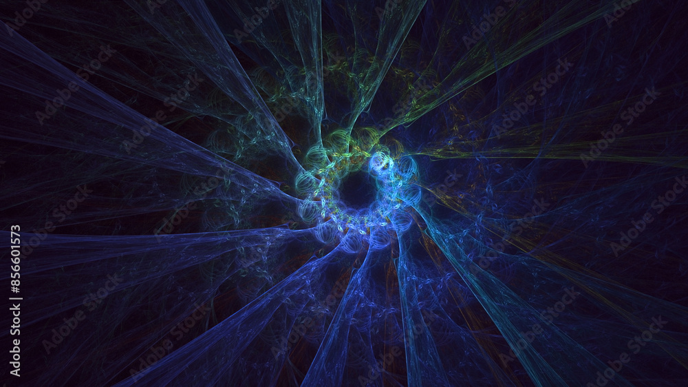 Wall mural 3d manual rendering abstract blue fractal light background. its not ai generatd illustration.