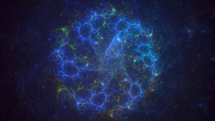 3D manual rendering abstract blue fractal light background. Its not AI Generatd illustration.