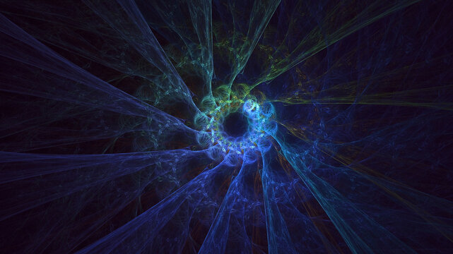 Fototapeta 3D manual rendering abstract blue fractal light background. Its not AI Generatd illustration.