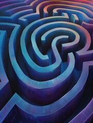Colorful Maze With Glowing Lights creating a mesmerizing and intricate pattern. The vibrant colors and smooth curves evoke a sense of mystery and exploration.