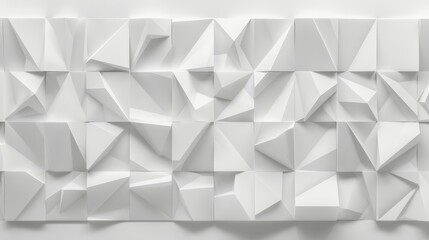 Obraz premium White geometric 3D wall panel, abstract design, raw texture, detailed and clean, modern background