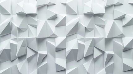 White geometric 3D wall panel, abstract design, raw texture, detailed and clean, modern background