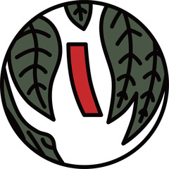 カラー円形ミニ花札　霜月　栃　11月　赤短　短冊　栃に短冊