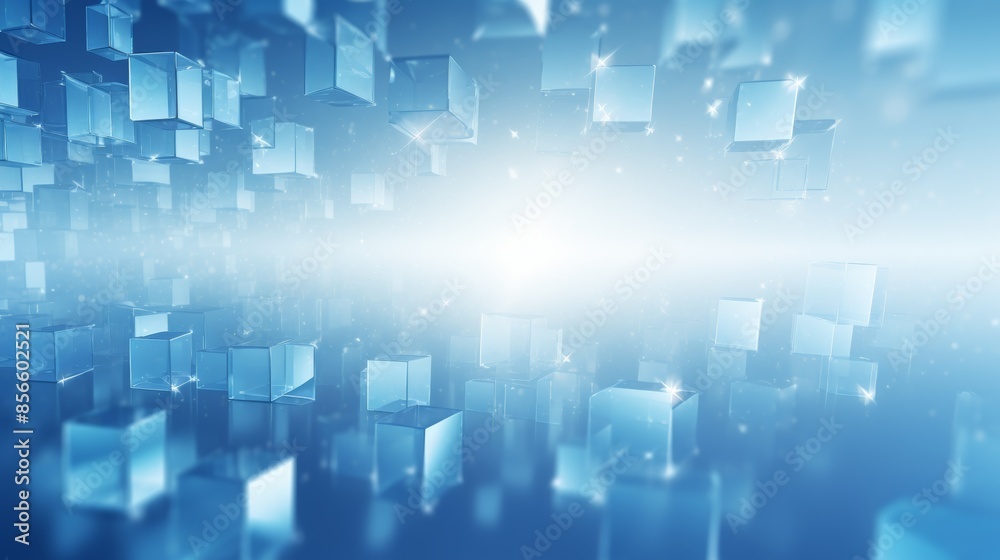 Poster  ethereal abstract blue background with ethereal diamonds and squares in a dreamy geometric pattern. 