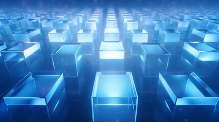 Obraz premium ethereal abstract blue background with ethereal diamonds and squares in a dreamy geometric pattern. 