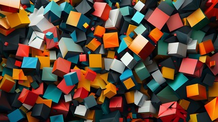 A vibrant array of multicolored 3D cubes creating an abstract background pattern. 