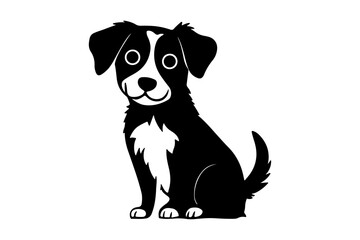 Isolated black silhouette of a cute dog, collection set, vector
