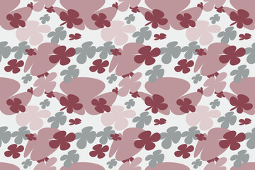 Obraz premium Flower Seamless Pattern on Muster Background Vintage 70s Style Flower Background Illustration. Colorful Pastel Color Groovy Artwork Bundle, Y2k Nature Backgrounds With Spring Plants.