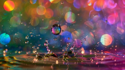 Glowing Water Splash Under Disco Lights: A Captivating Dance of Droplets